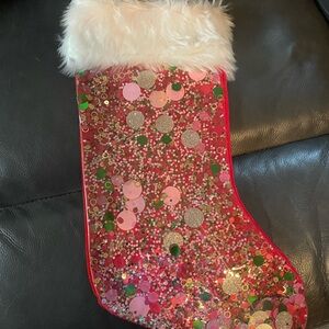 Packed Party Festive Sequin Christmas Stocking with Faux Fur Trim